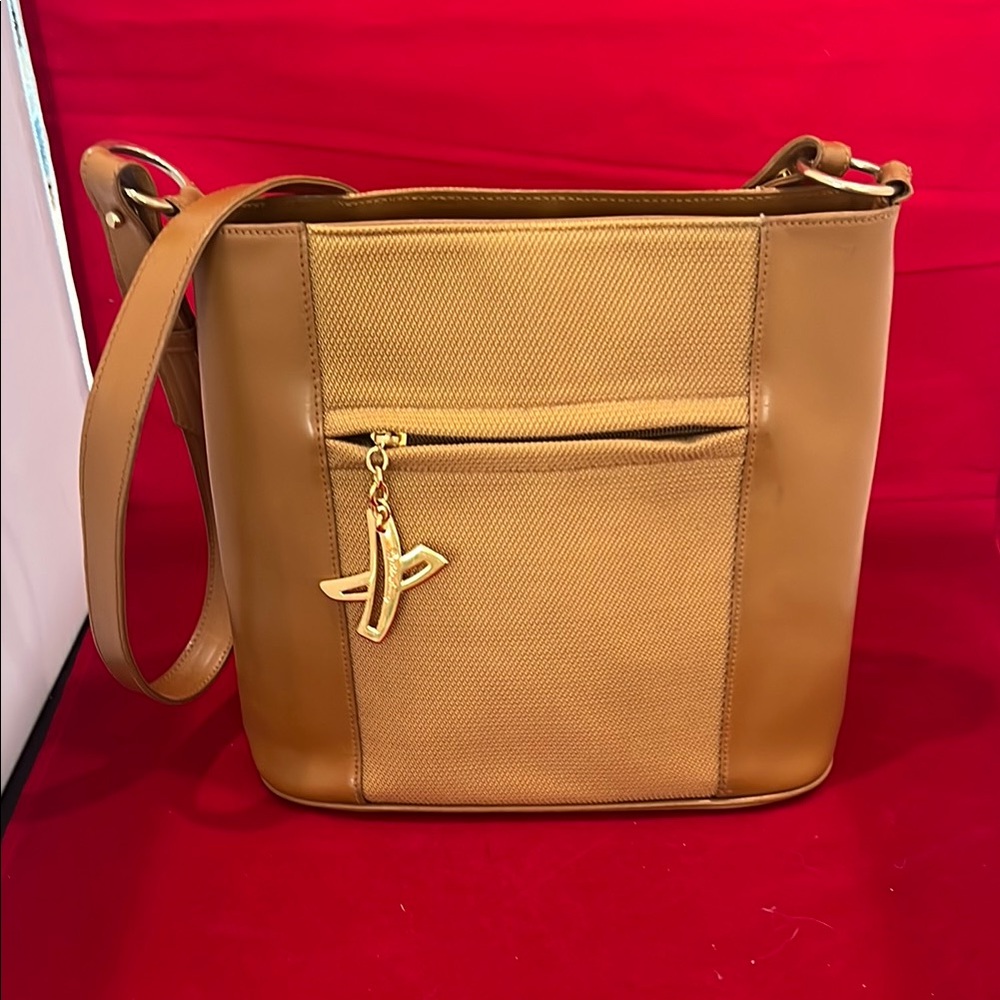 Paloma Picasso Tan and Brown Shoulder Bag with Modern Design